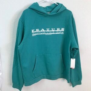 Honor The Gift x Feature Racing Club Pullover Hoodie Mens M Teal Cotton New